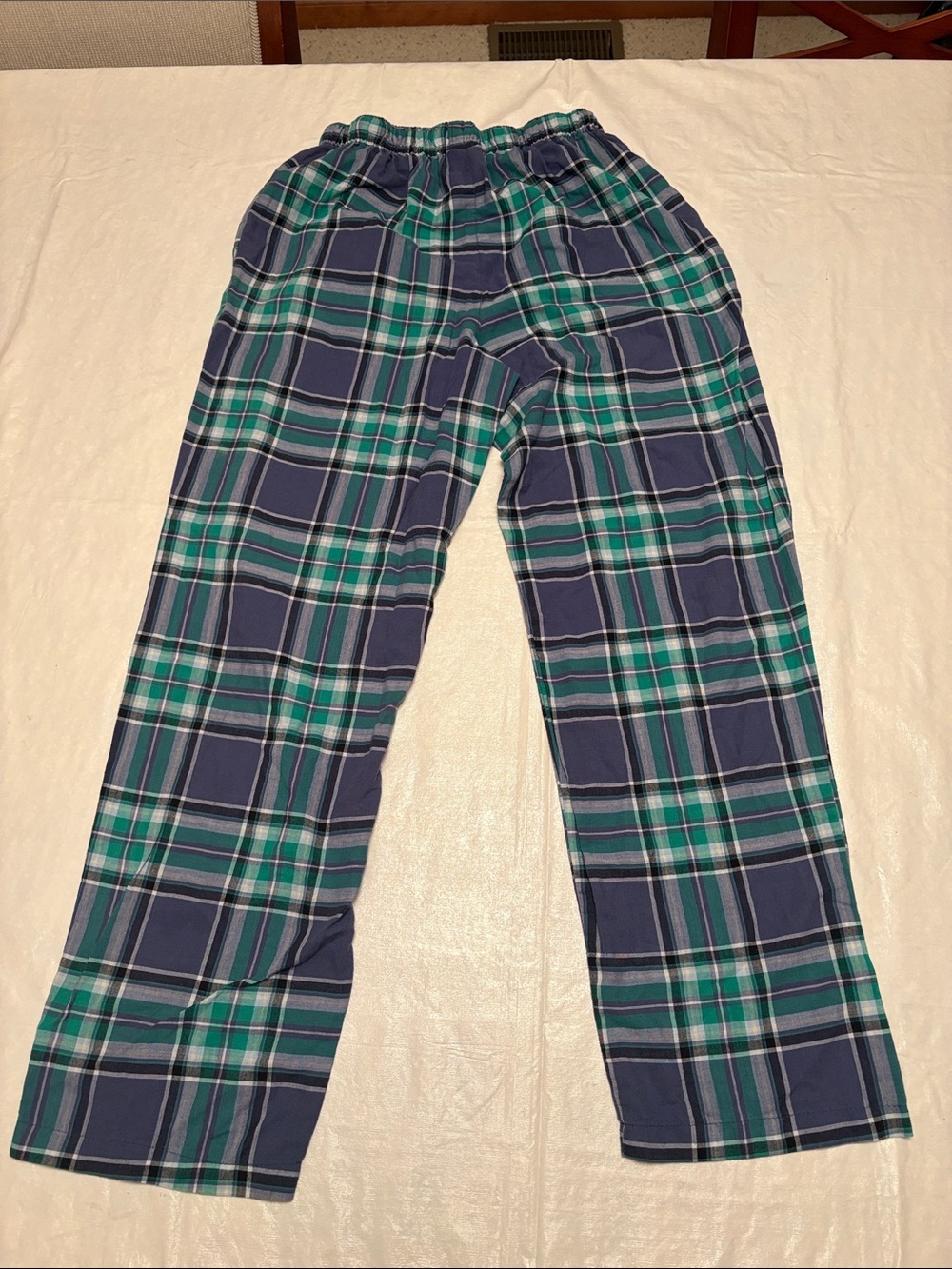 Men’s Basic Editions Green and Blue Plaid Pajama Pants, size small. - Picture 2 of 3